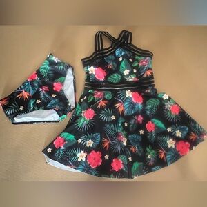 🌺 Tropical Floral Swim Dress with Matching Bottoms (Youth)